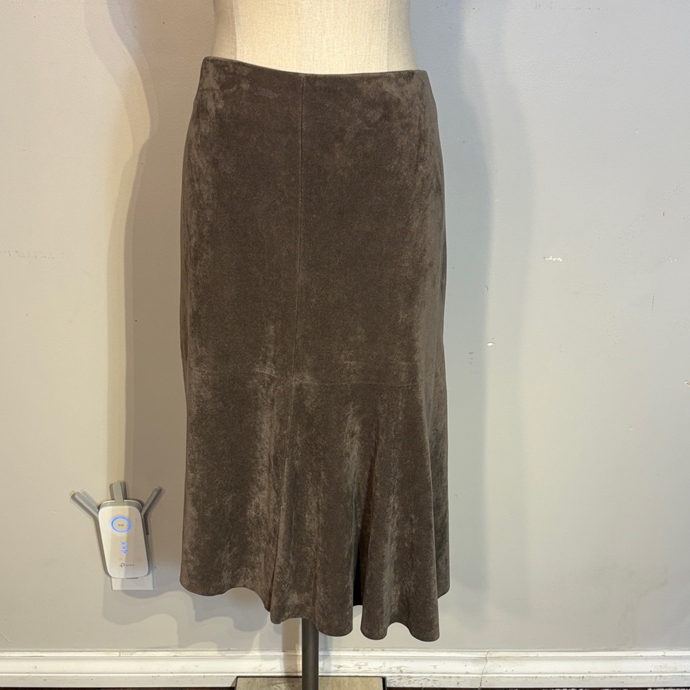 Gray Faux Suede  A-Line Women's Skirt Asymmetrical hem Size 12